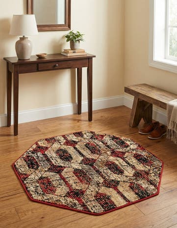 Burgundy Saturn Octagon Rug