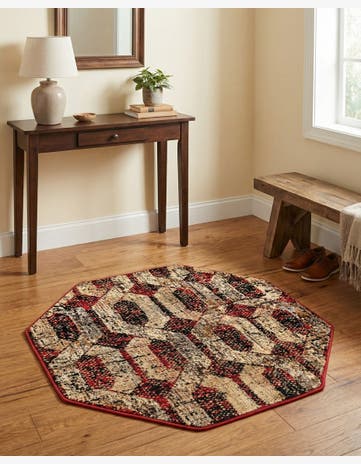 Burgundy Saturn Octagon Rug