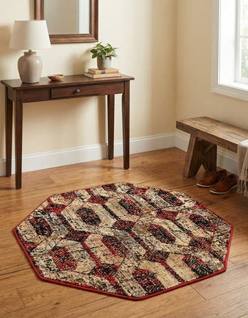 Burgundy Saturn Octagon Rug