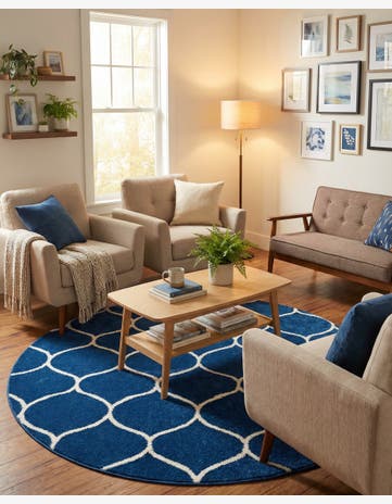 6' x 6' Trellis Frieze Round Rug