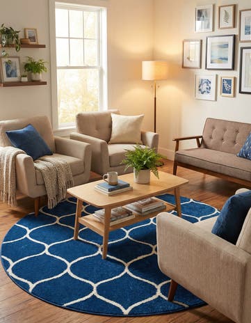 6' x 6' Lattice Frieze Round Rug