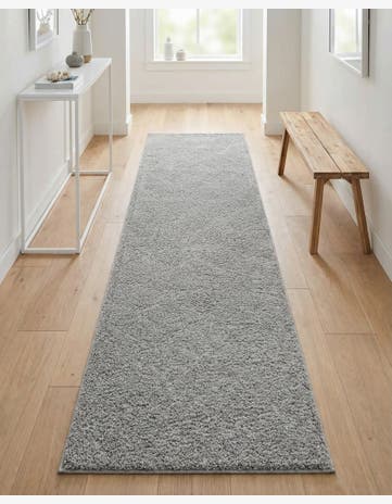 Gray Trellis Shag Runner Rug
