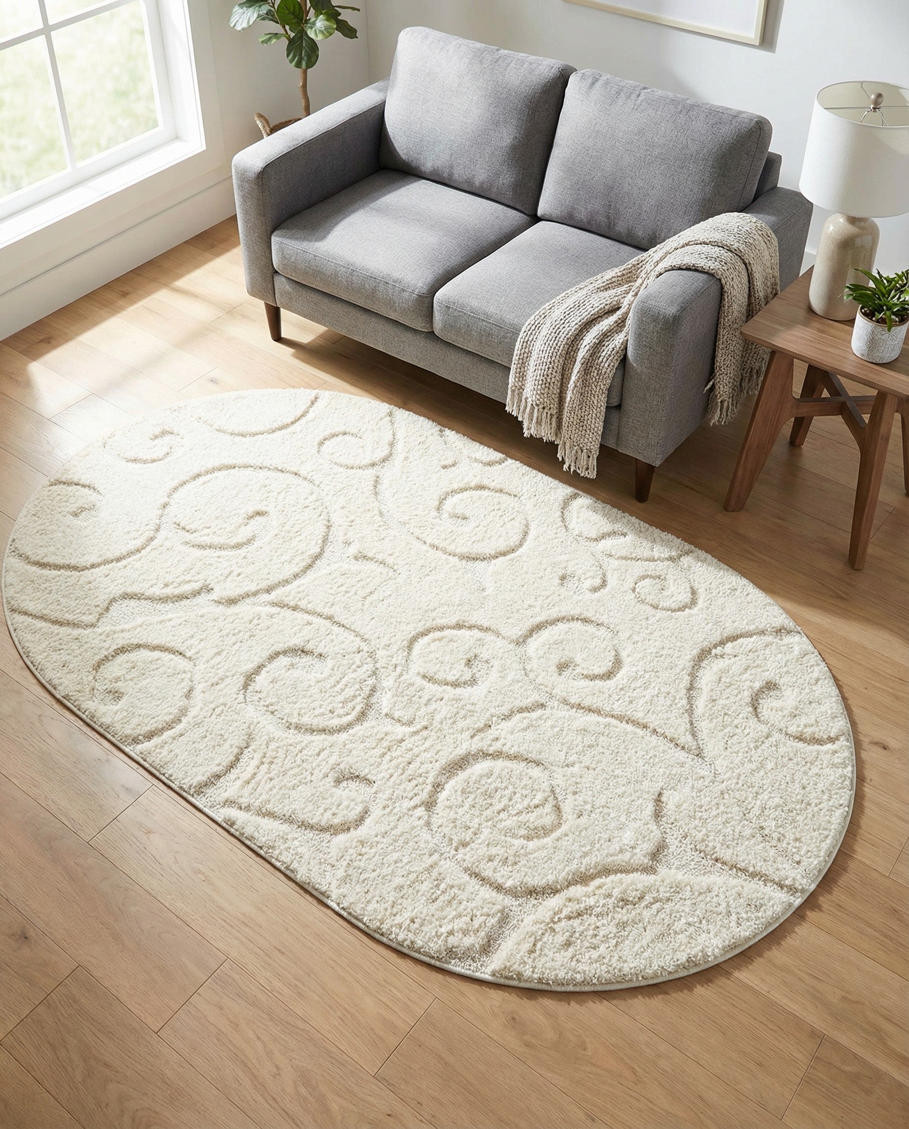 4' x 6' Floral Shag Oval Rug