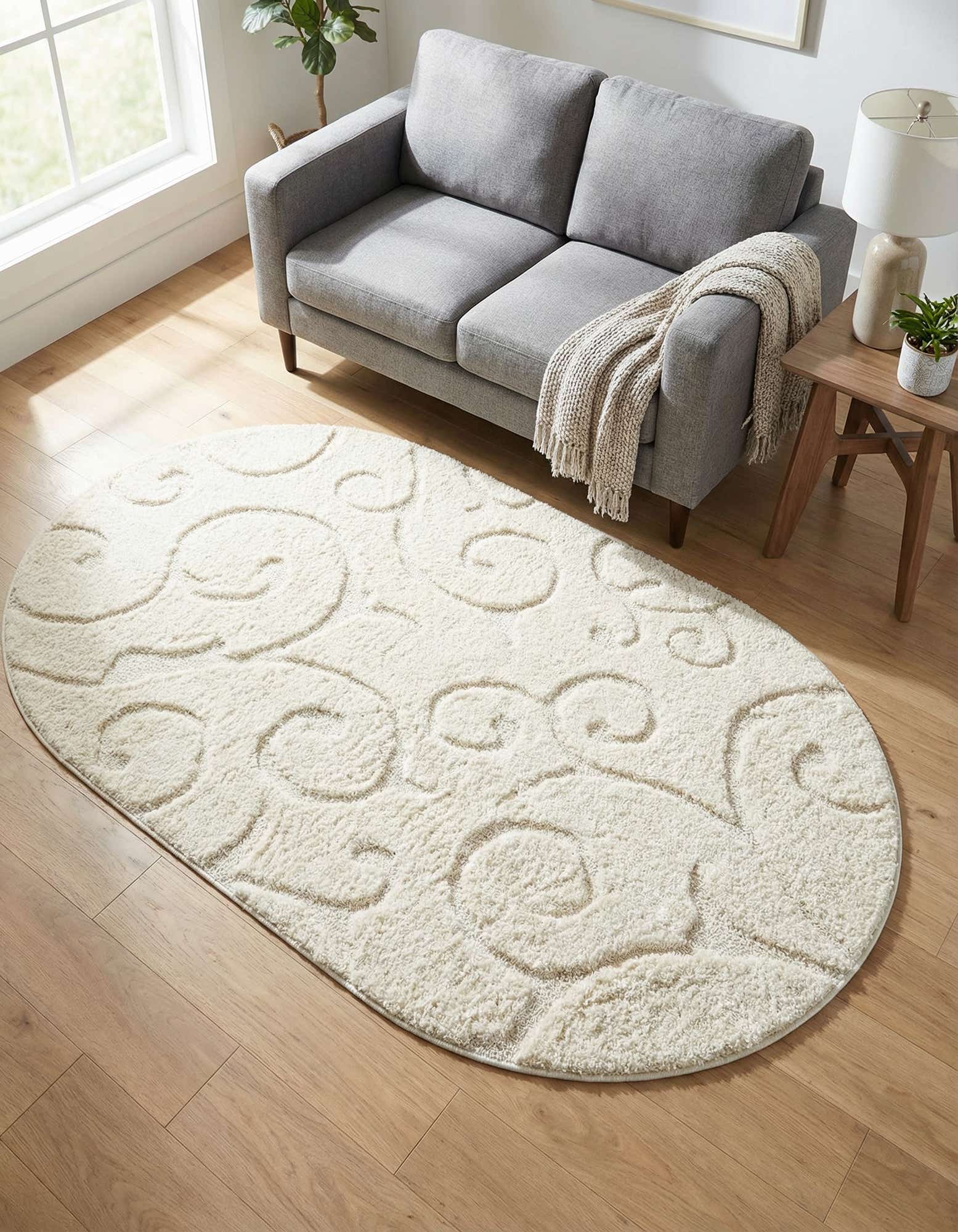 4' x 6' Botanical Shag Oval Rug