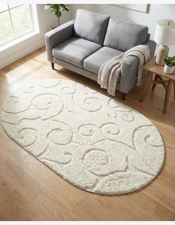 4' x 6' Floral Shag Oval Rug