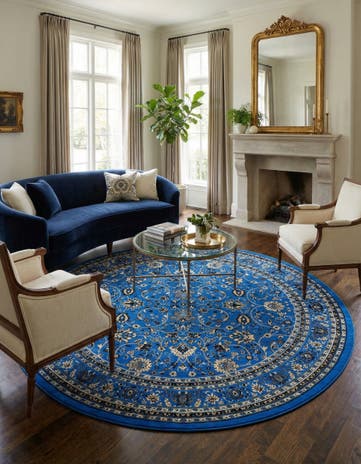 Dark Blue Yasmin Round Rug