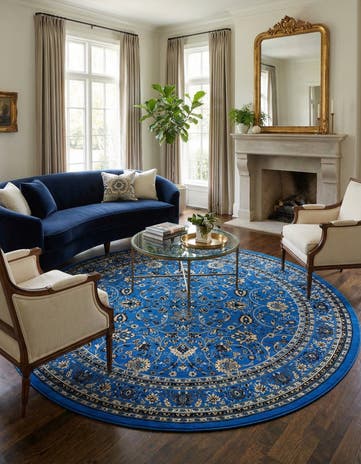 Dark Blue Yasmin Round Rug