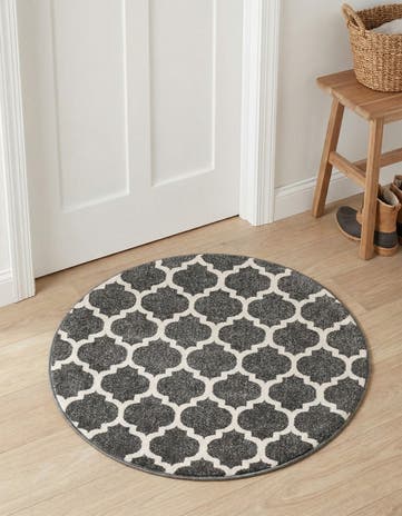 Black Lattice Round Rug