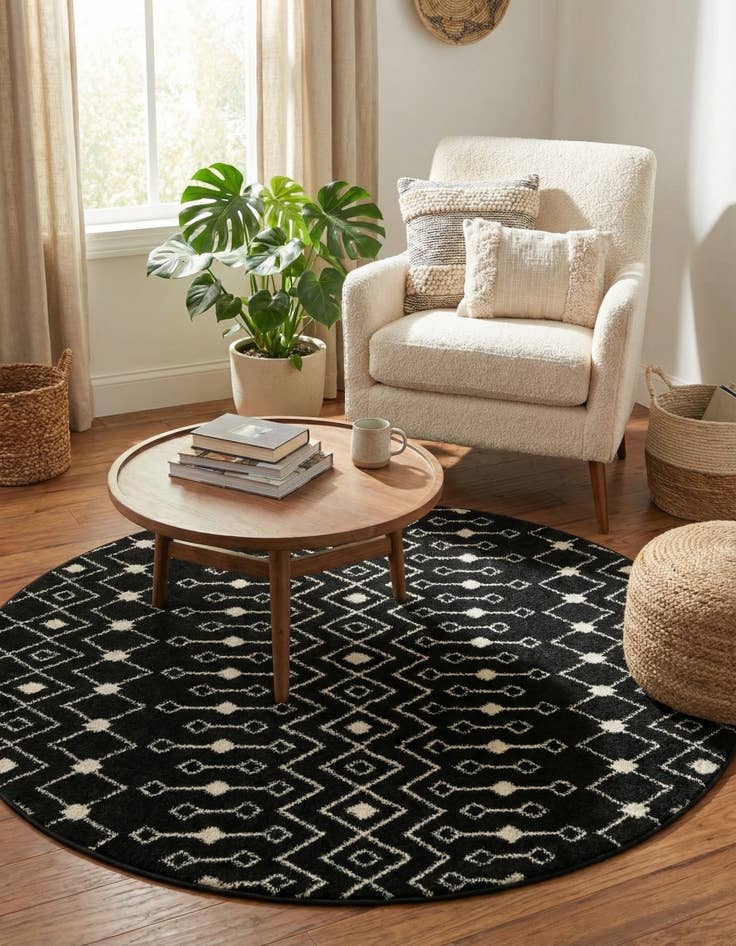 Detail image of 6' x 6' Moroccan Trellis Round Rug