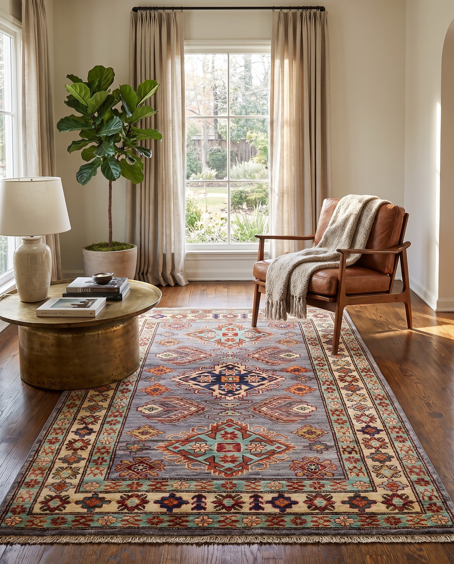 3' 5 x 5' Hand Knotted Kazak Rug