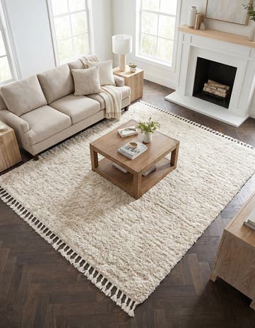 Ivory Athena Shag Square Rug