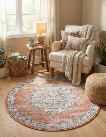 Salmon Pink Nyla Round Rug