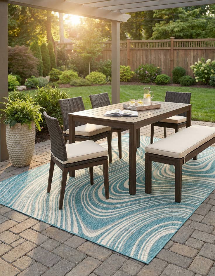 Detail image of 5' 3 x 8'  Washable Modern Indoor / Outdoor Rug