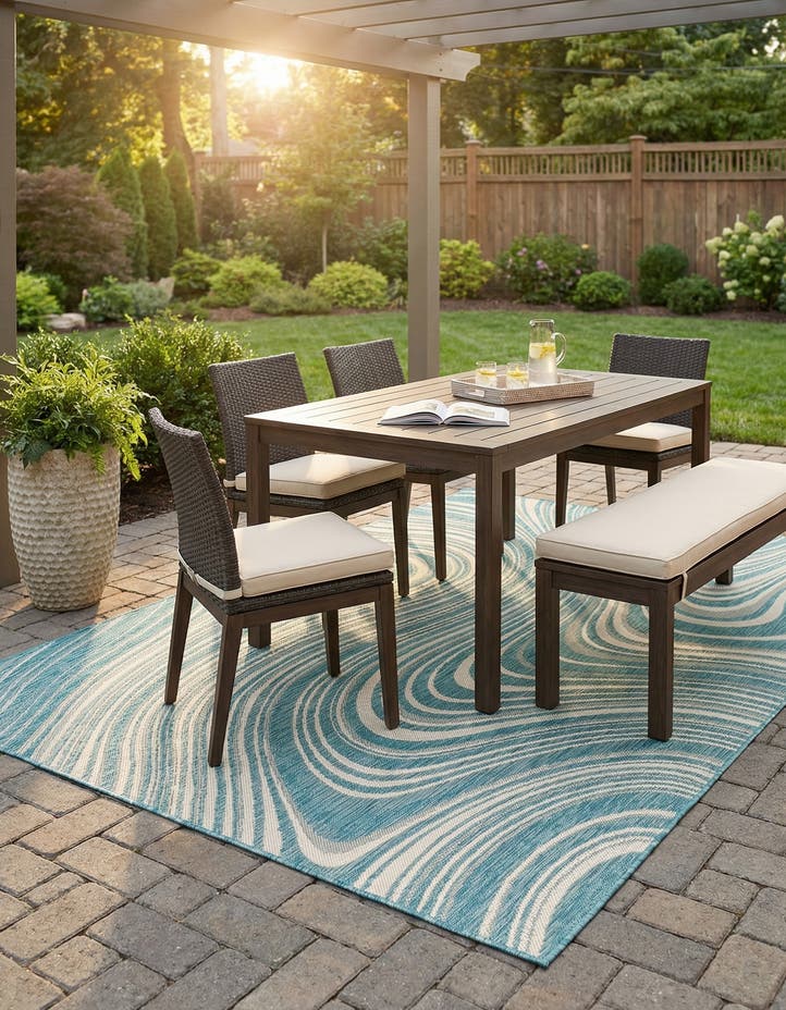 5' 3 x 8' Easy-Clean Modern Indoor / Outdoor...