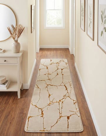 White and Gold Vogue Geo Runner Rug