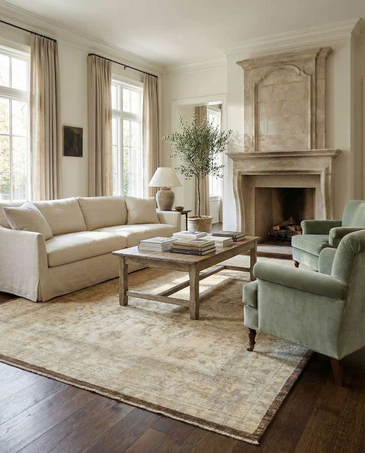 8' 4 x 9' 10 Hand Knotted Oushak Wool Rug
