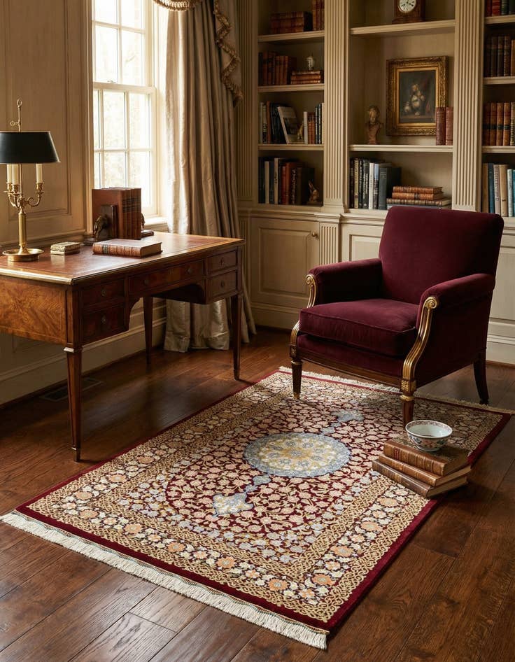 Detail image of 2' 7 x 4' 2 Ghom Silk Rug