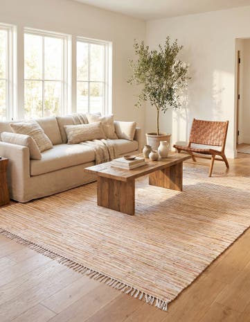 Beige Hand Woven Chindi Cotton Rug