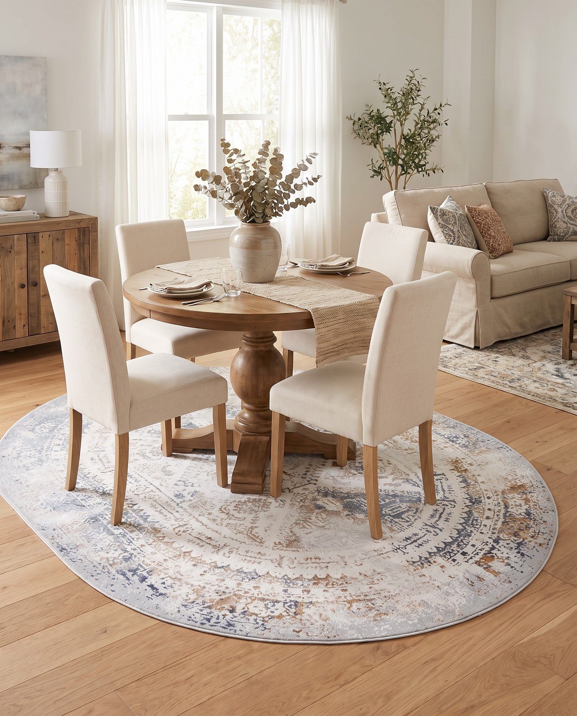 Ivory Gray Highbury Oval Rug