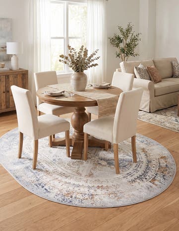 Ivory Gray Highbury Oval Rug