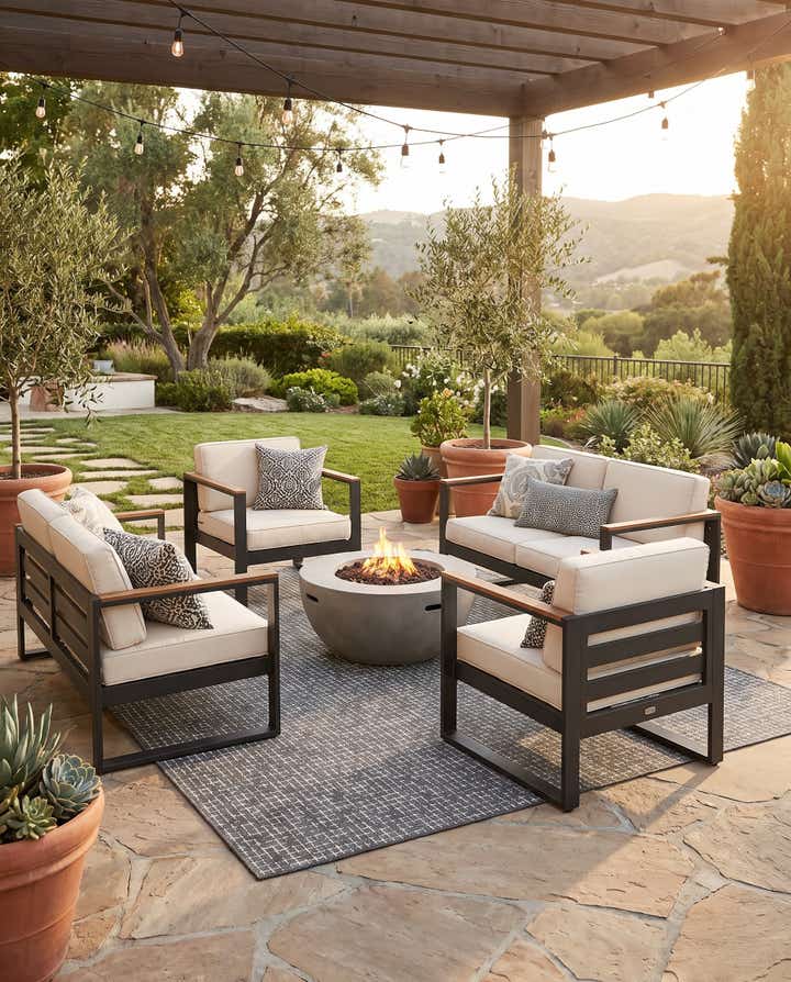 6' x 9' Easy-Clean Checkered Indoor / Outdoor Rug