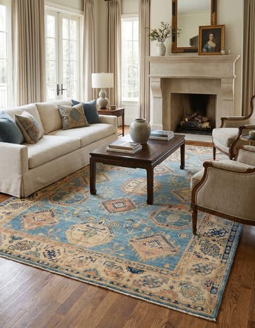 6' 1 x 8' 11 Hand Knotted Oushak Wool Rug