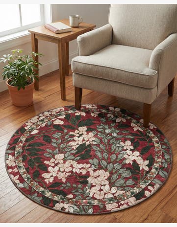 Vintage Coral Yara Round Rug