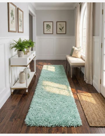 Cyan Infinity Shag Runner Rug