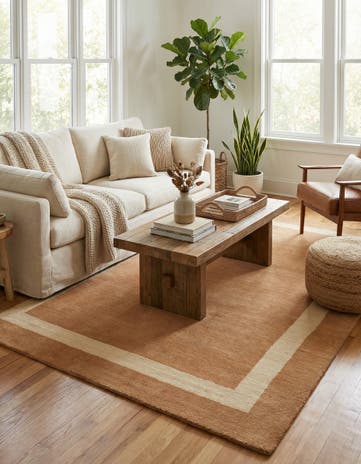 Latte Brown Jill Zarin Border Wool Rug
