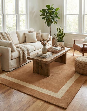 Latte Brown Jill Zarin Border Wool Rug