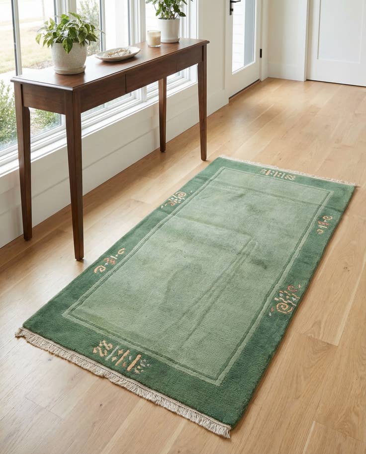 Detail image of 2' 4 x 4' 7 Hand Knotted Nepal Wool Runner Rug