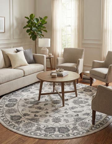 white Gray Boston Round Rug