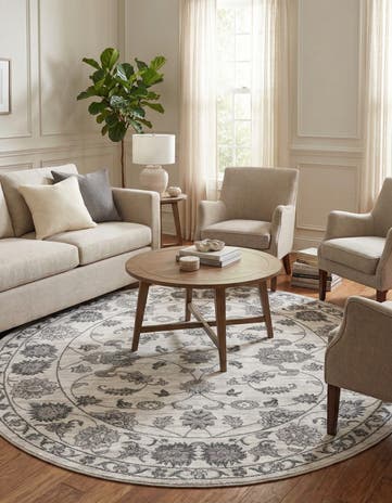 white Gray Boston Round Rug