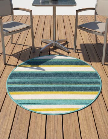 3' x 3' Easy-Clean Border Indoor / Outdoor Round Rug