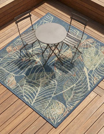 Blue Easy-Clean Baja Indoor / Outdoor Square Rug