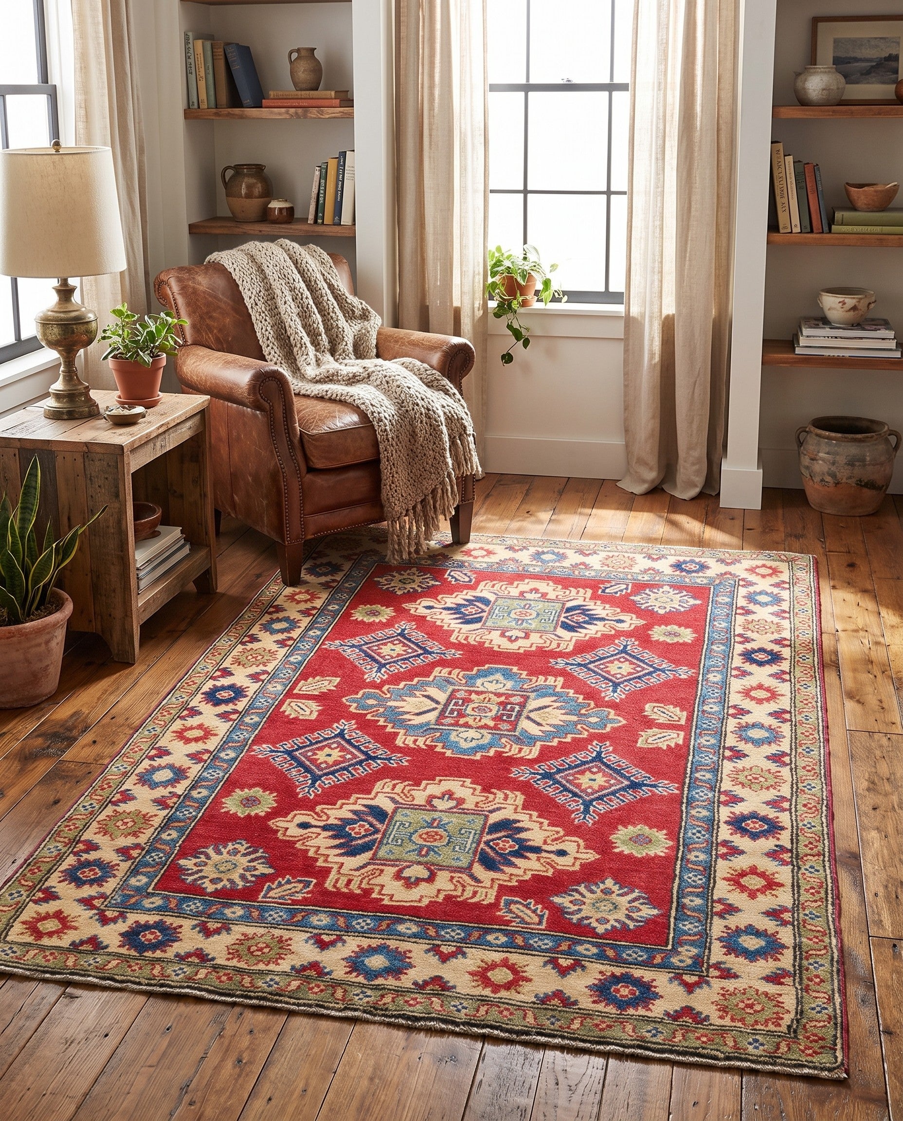 3' 5 x 4' 7 Hand Knotted Kazak Rug