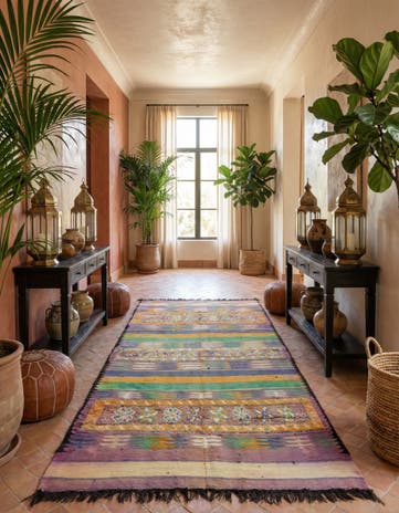 5' 8 x 10' 3 Hand Knotted Moroccan Wool Runner Rug