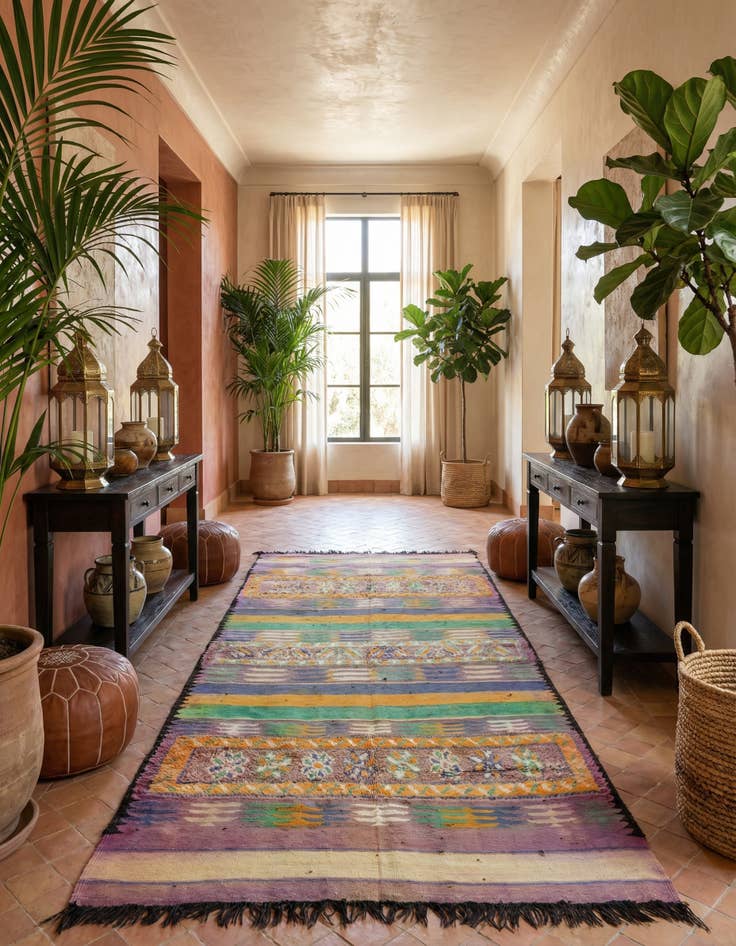 Detail image of 5' 8 x 10' 3 Hand Knotted Moroccan Wool Runner Rug