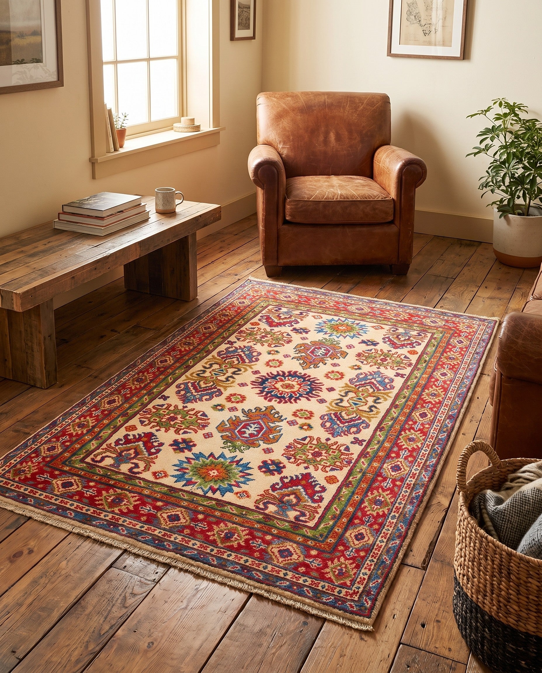 3' 4 x 5' Hand Knotted Kazak Rug