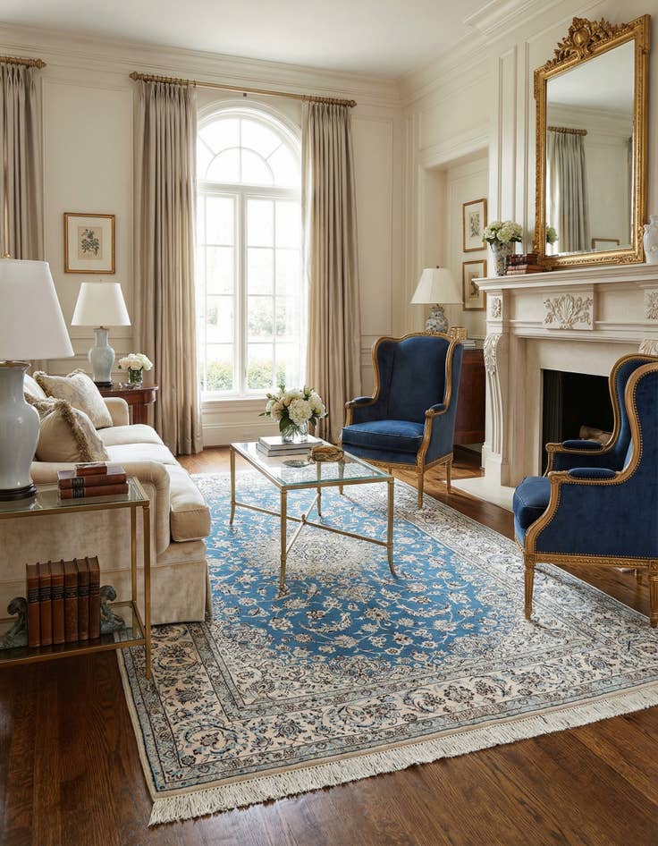 Detail image of 4' 10 x 7' 11 Hand Knotted Nain Rug