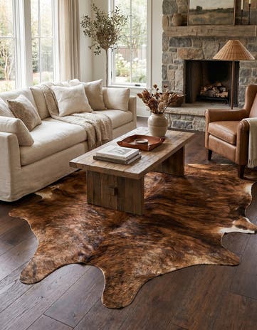 5' 5 x 5' 11 Cowhide Leather Rug
