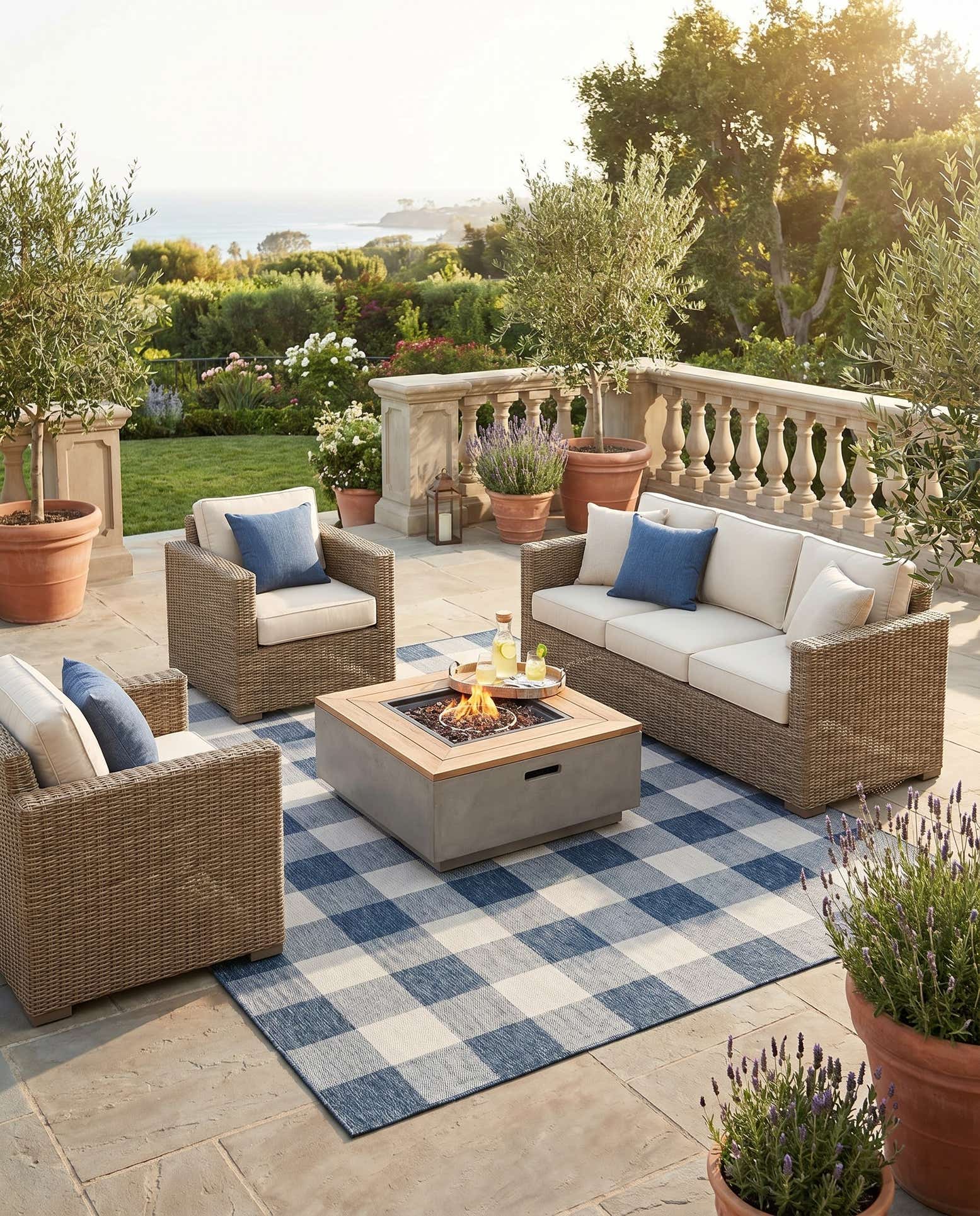 10' x 10' Easy-Clean Checkered Indoor / Outdoor Square Rug