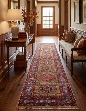 2' 9 x 9' 9 Hand Knotted Kazak Runner Rug