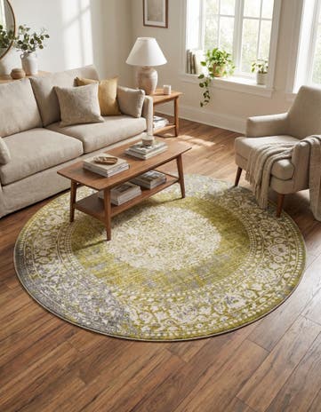 Light Green Modern Classical Round Rug