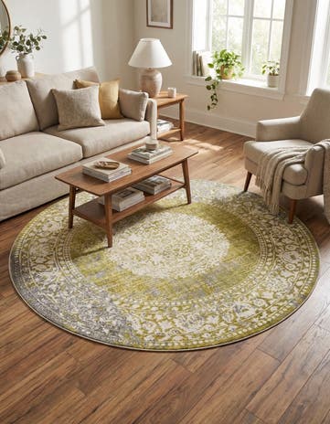 Light Green Modern Classical Round Rug