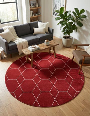 7' 10 x 7' 10 Lattice Frieze Round Rug