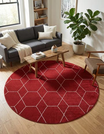 7' 10 x 7' 10 Lattice Frieze Round Rug