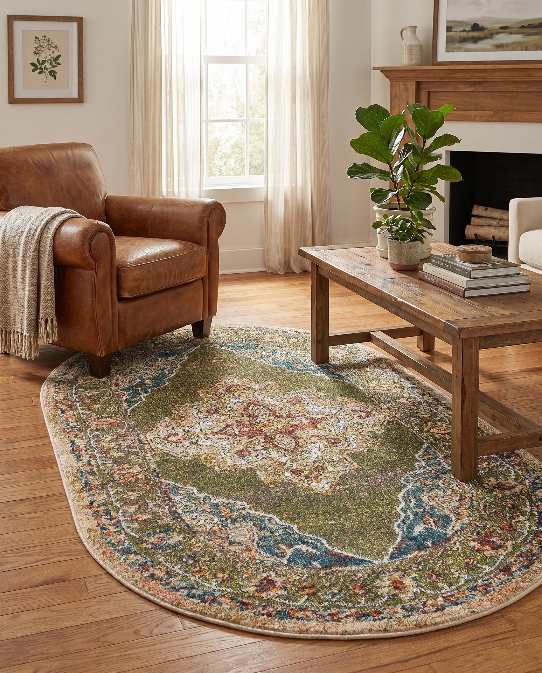 Green Isabella Oval Rug