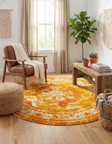 Orange Monte Carlo Round Rug