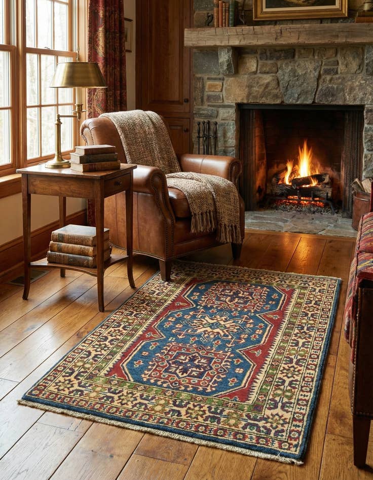 Detail image of 2' 8 x 4' Hand Knotted Kazak Rug